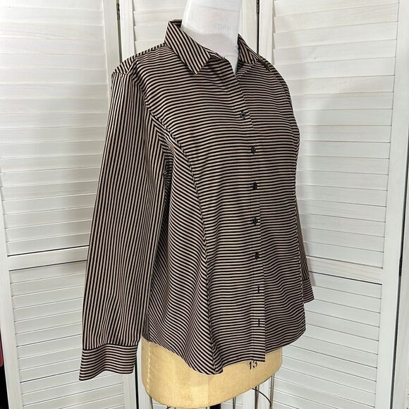 Chico's No Iron Sateen Stripe Shirt Size 3 XL Size 16 NWOT - Picture 7 of 16
